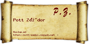 Pott Zádor névjegykártya